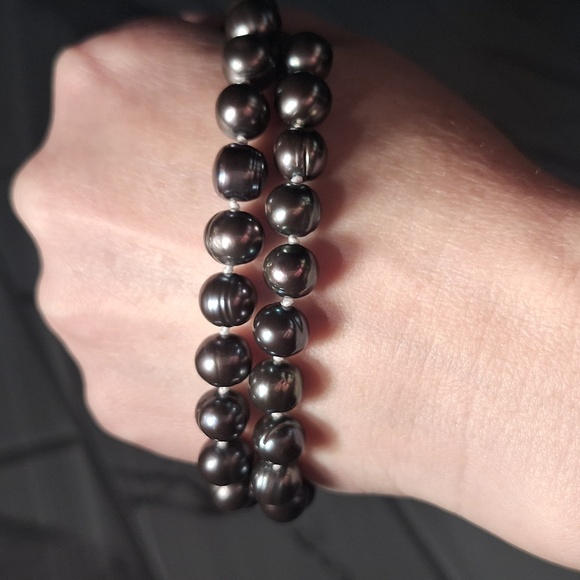 🦪 Stunning vintage black pearl knotted necklace. 18" freshwater dyed. - Picture 17 of 17